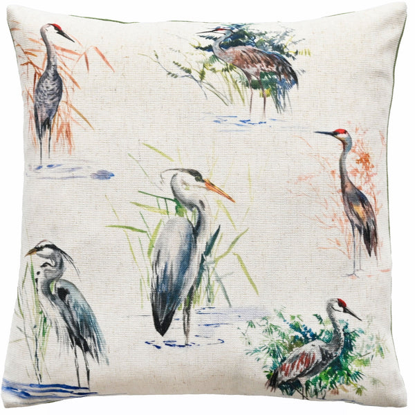 Printed Herons On Faux Linen