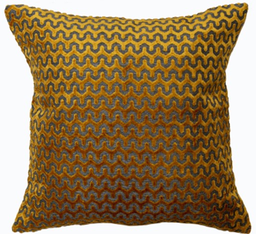 Cut Velvet Wave Gold Cushion