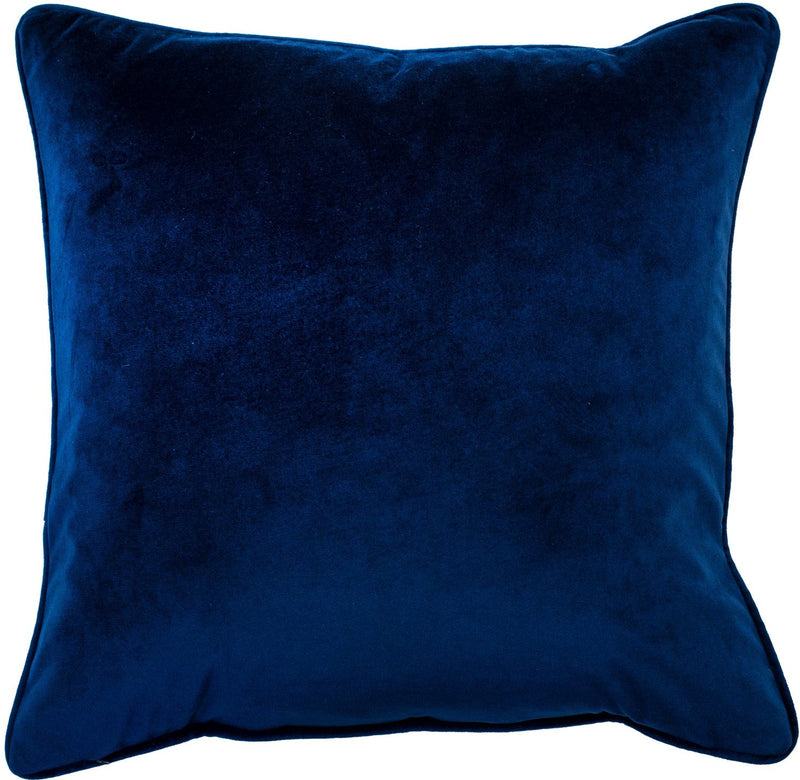 Embroidered Blue Peacocks On Velvet Cushion