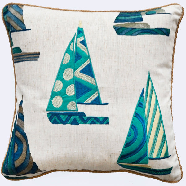 Embroid Sailing Boats Cushion