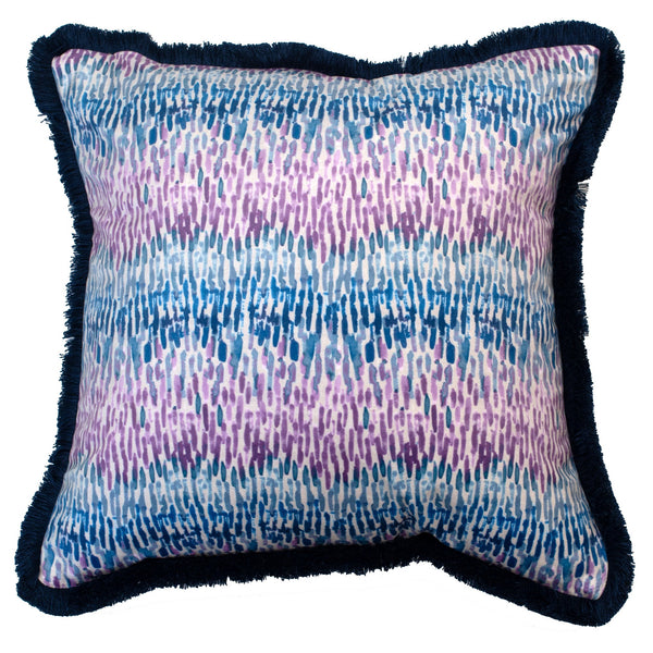 Pink Blue Abstract Print With Fringing