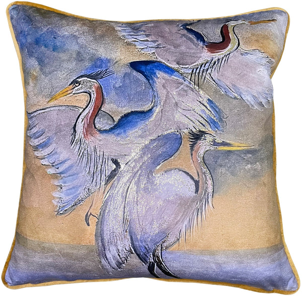 Hand Painted With Gold Birds Cushion