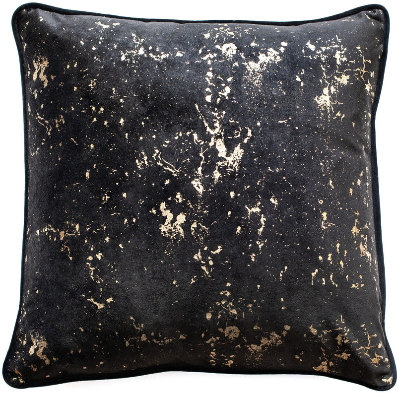 Velvet With Gold Daubing Foil Print Black Cushion