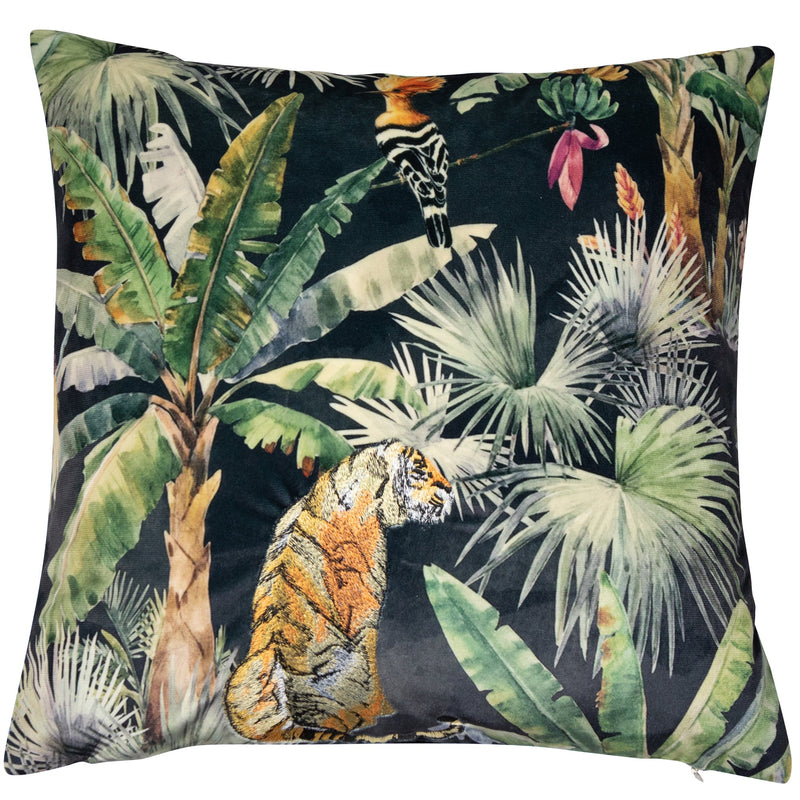 Velvet Print With Emb Tiger Cushion