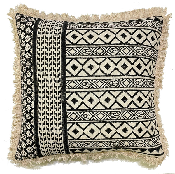 Tribal Block Print Mono Cushion