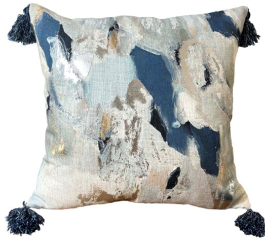 Abstract Metallic In Blue Cushion