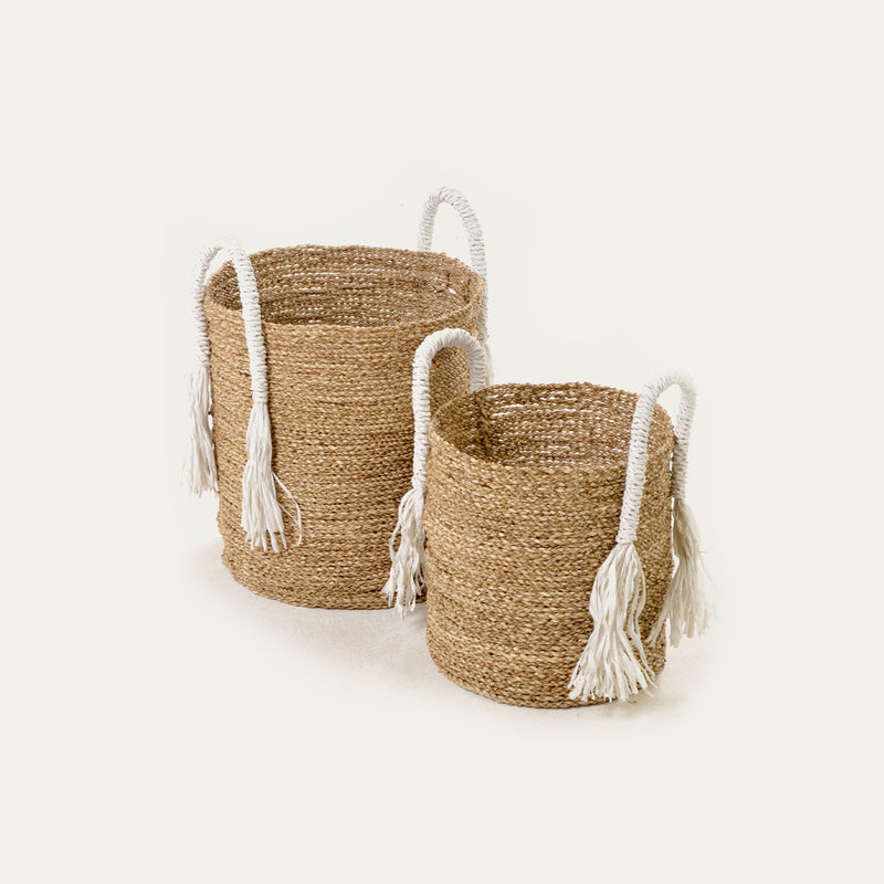 Set of 2 Tassel Handle Baskets