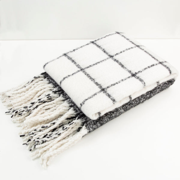 Faux Mohair Check Black/Ivory