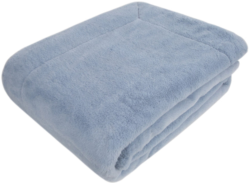 Faux Rabbit Throw Baby Blue