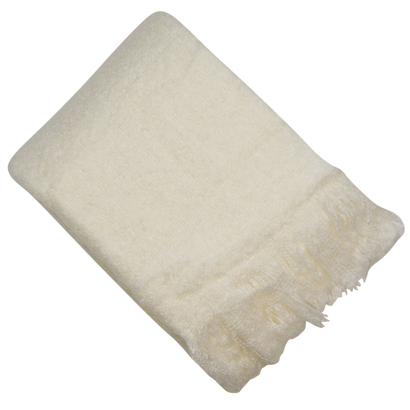 Faux Thick Mohair Throw Ivory