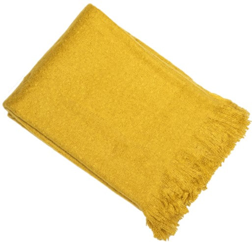 Faux Thick Mohair Throw Mustard