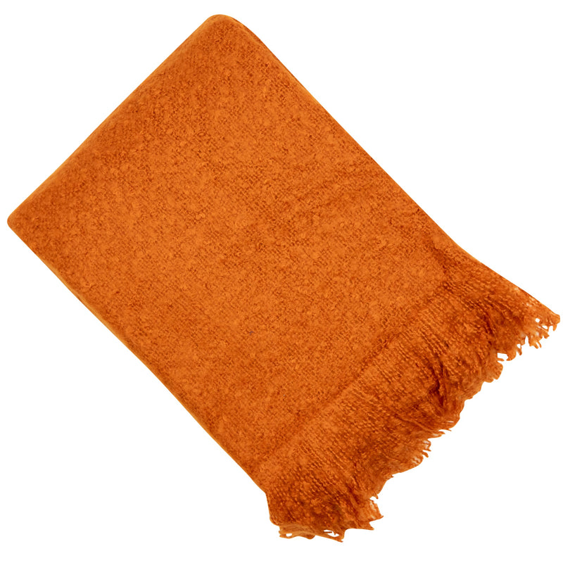 Faux Thick Mohair Throw Rust