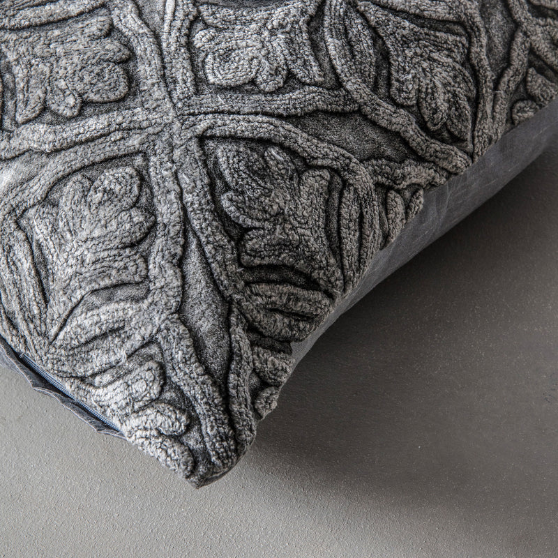 Velvet Washed Cushion - Grey