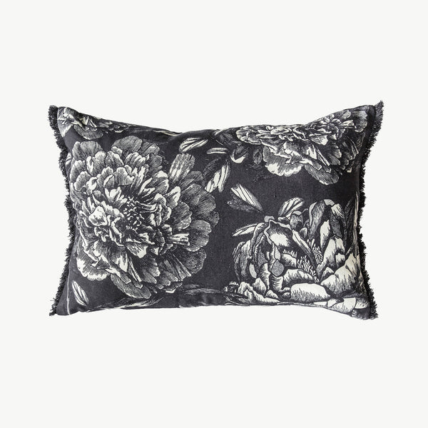 Vintage Floral Cushion - Black