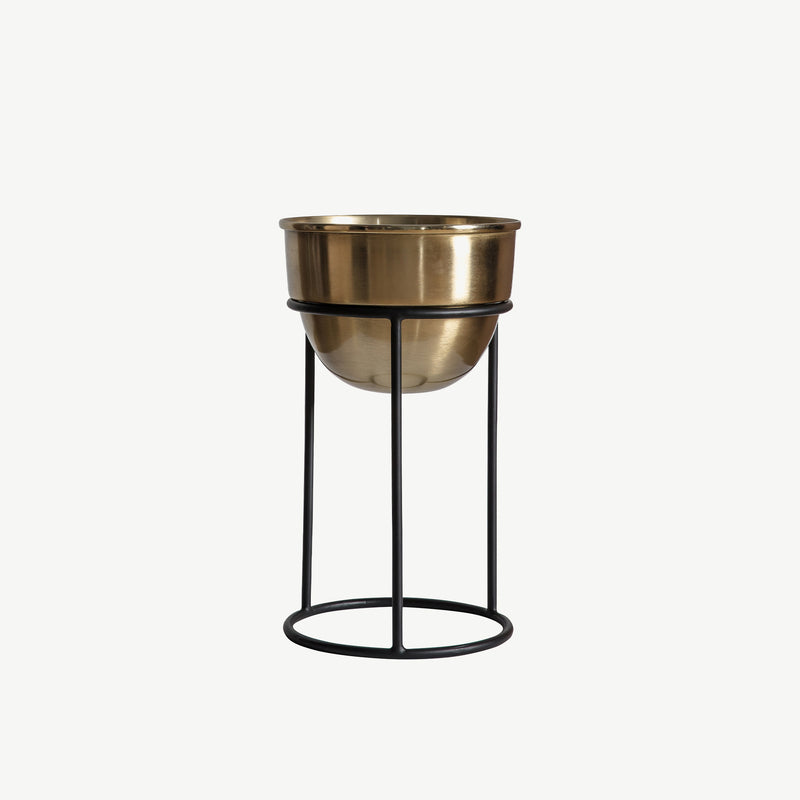 minimalist Plant pot with iron stand gold