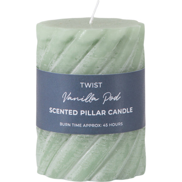 Vanilla Pillar Candle Twist (2pk) - Sage