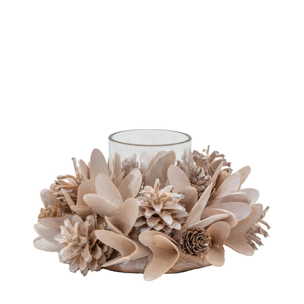Blush Cone & Floral Tealight Holder - Blush