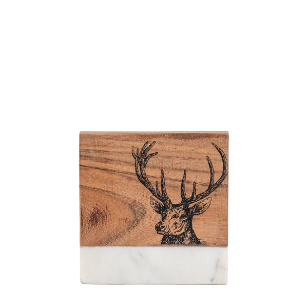 Stag Coasters Marble (Set of 4) - White