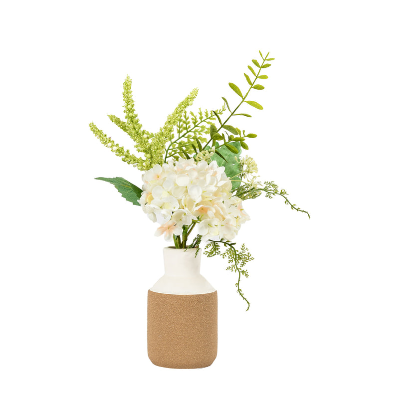 Vase with Hydrangea Arrangemnt - White