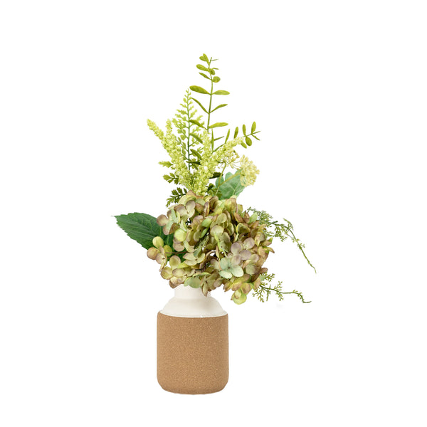 Vase with Hydrangea Arrangemnt - Green