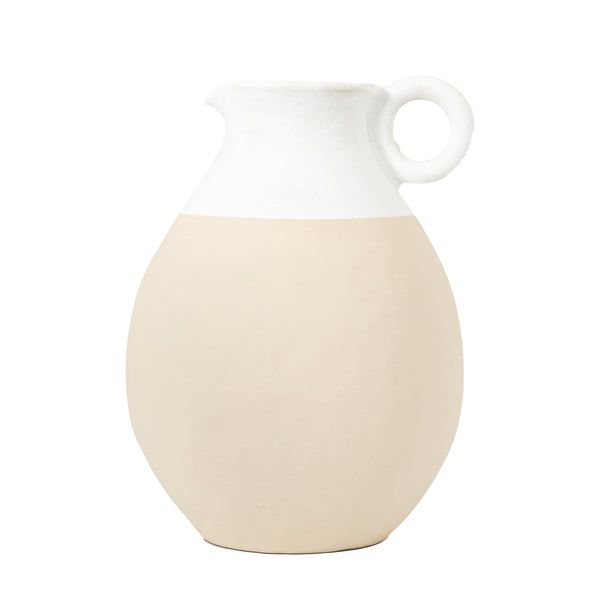 Tinos Pitcher Vase - Natural / White