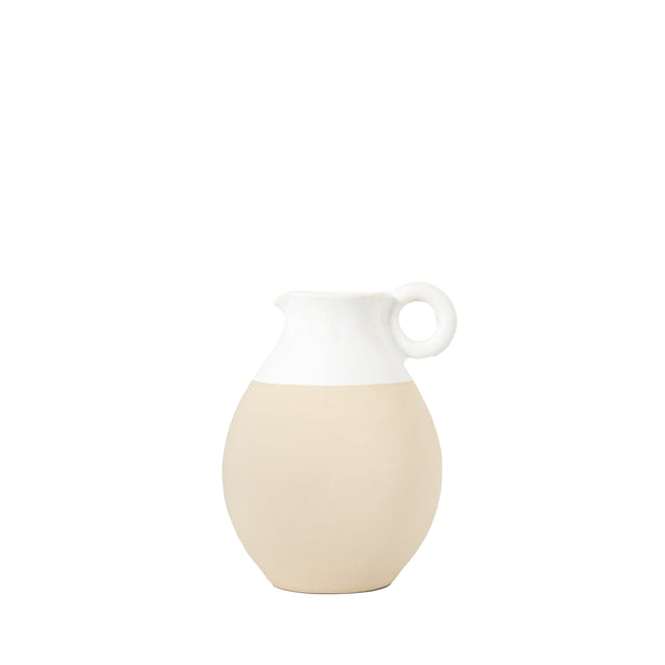 Tinos Pitcher Vase - Natural / White