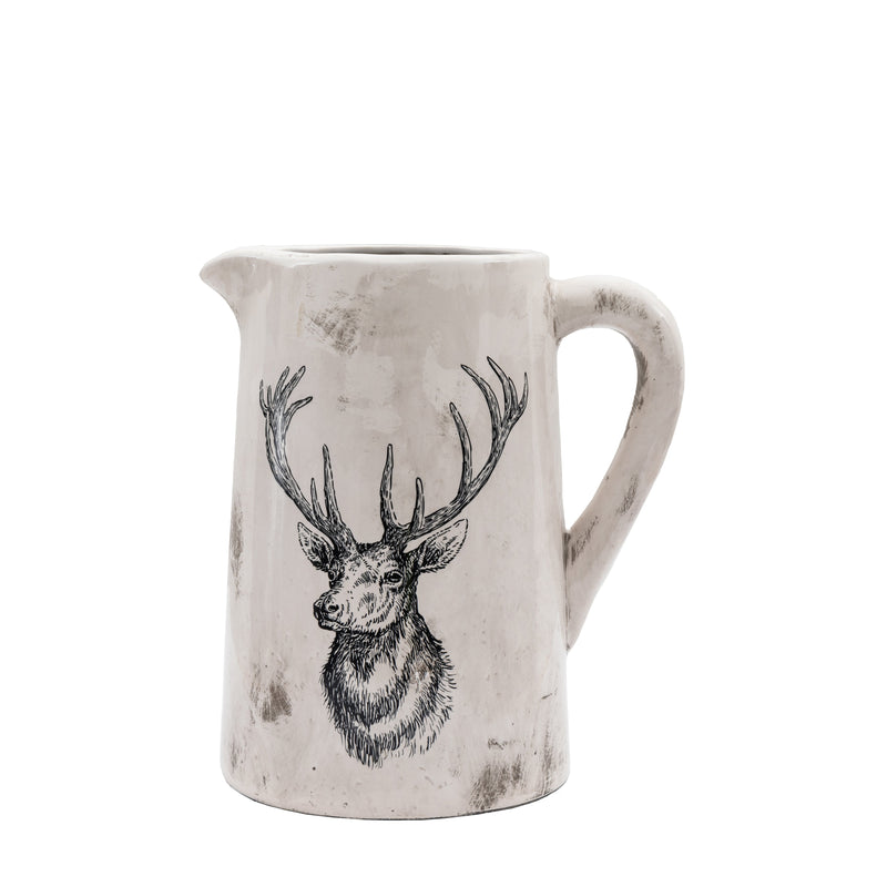 Stag Pitcher Vase Distressed - Distressed