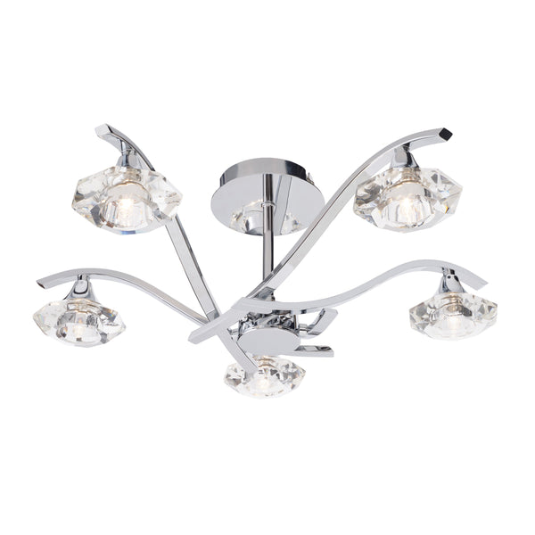 Langella 5 Ceiling Lamp - Chrome / Crystal