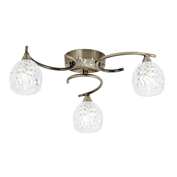 Boyer 3 Ceiling Lamp - Antique Brass / Clear