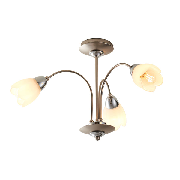 Petal 3 Ceiling Lamp - Opal / Satin Chrome