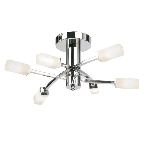 Havana 6 Ceiling Lamp - Chrome / Frosted