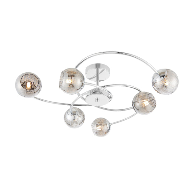 Aerith 6 Ceiling Lamp - Chrome / Smoked
