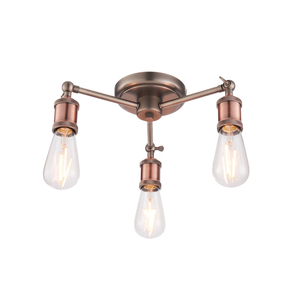Hal 3 Ceiling Light - Aged Copper / Aged Pewter