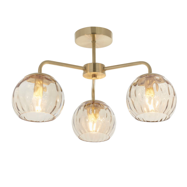 Dimple 3 Ceiling Light - Brushed Brass / Champagne
