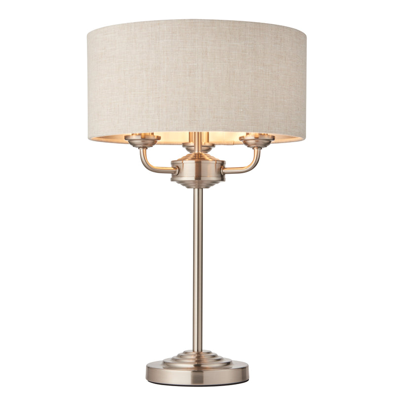 Highclere 3 Table Lamp - Chrome / Natural