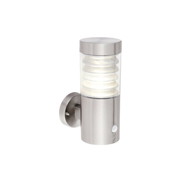 Equinox LED PIR Wall Light - Brushed Stainless Steel/Clear