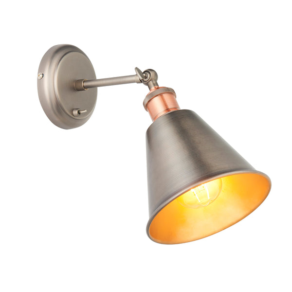 Hal Wall Light with Shade - Aged Copper / Aged Pewter