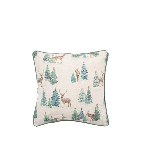 Forest Stag and Deer Cushion Cover - Sage
