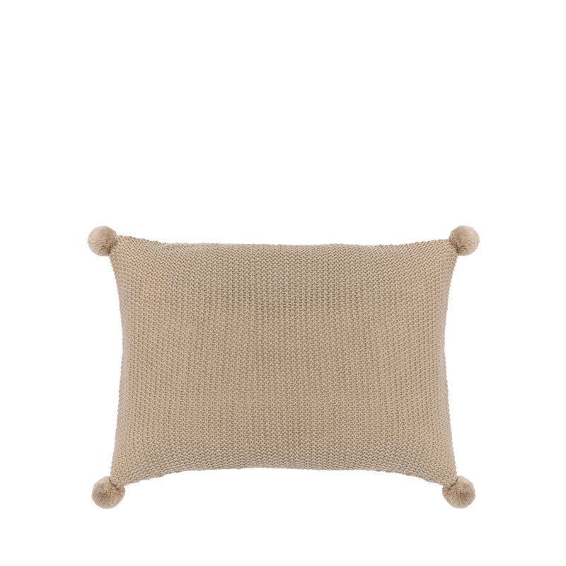 Moss Stitched Pom Pom Cushion Cover - Natural