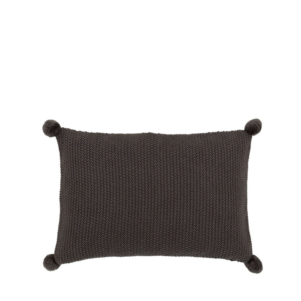 Moss Stitch PomPom Cushion Cover - Charcoal