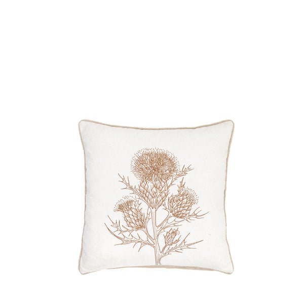 Thistle Cushion Cover Embroider - Natural