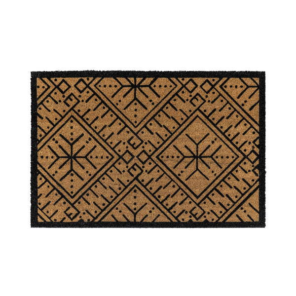 Ikat Coir Doormat - Black / Natural