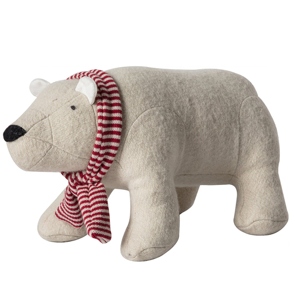 Peter Polar Bear Doorstop - Cream / Red