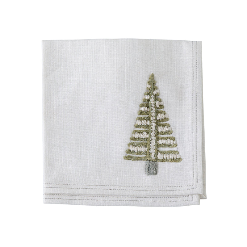 Emb Trees Napkin Winter (4pk) - White