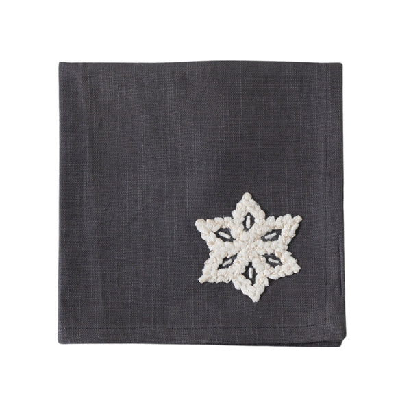 Emb Snowflakes Napkin (4pk) - Charcoal