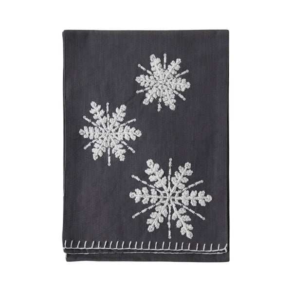 Emb Snowflakes Table Runner - Charcoal